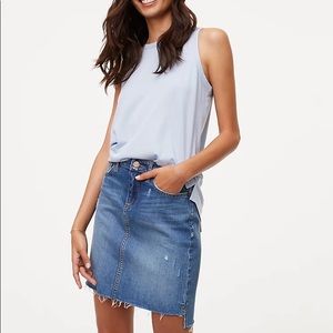 Loft Step Hem Denim Skirt